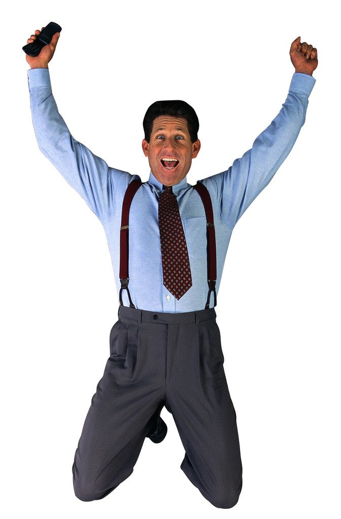 Businessman with Cell Phone Jumping